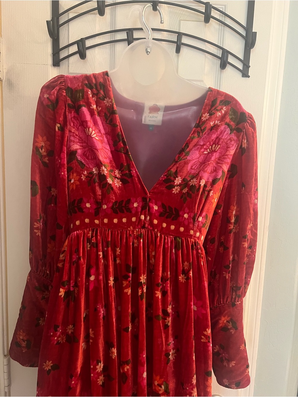 Farm Rio velvet romantic garden XS maxi dress